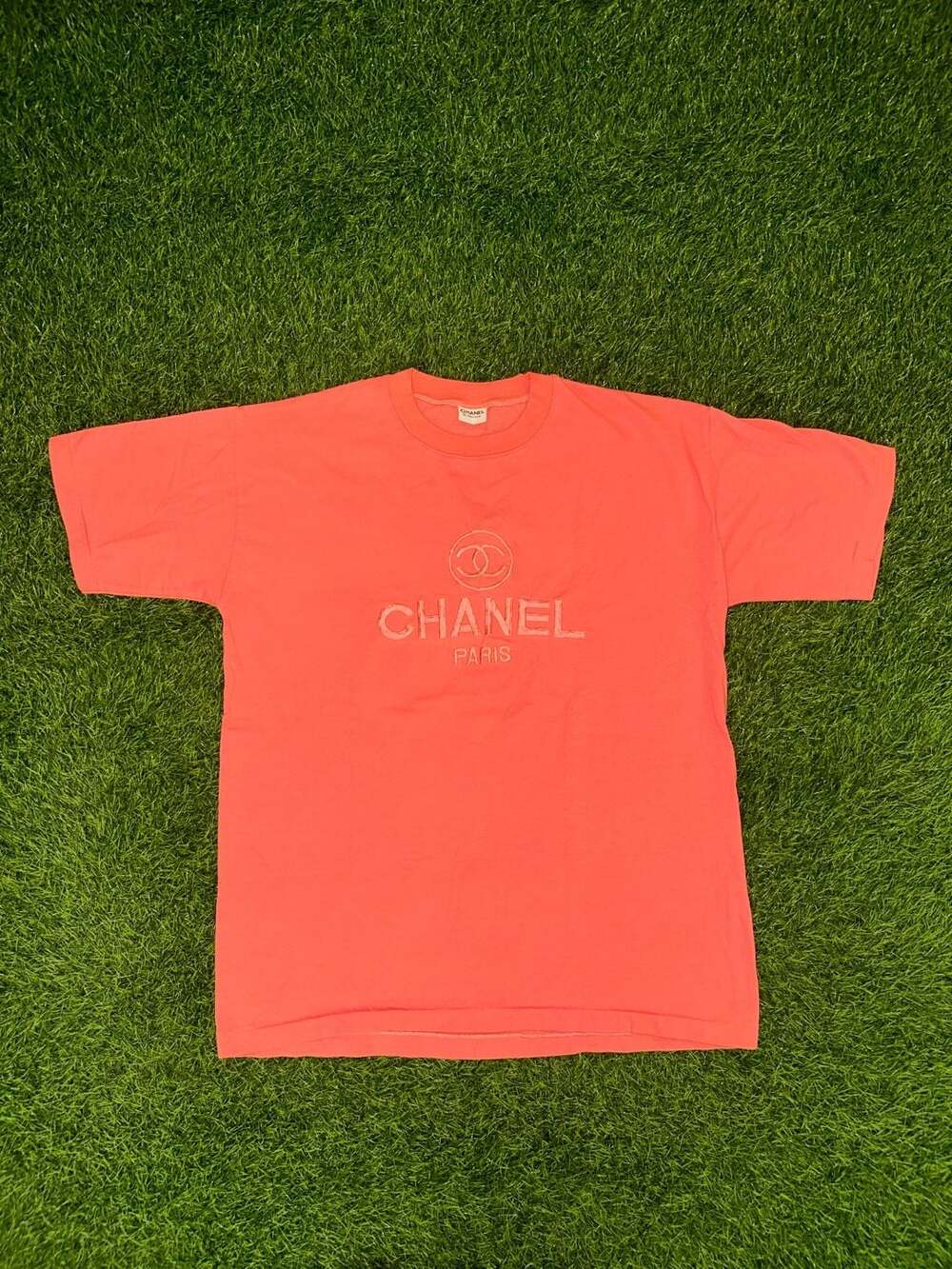 Chanel Boutique Embroidered Logo T-Shirt Coral Pink
